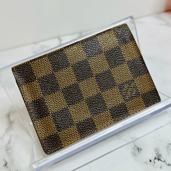 EUC Vintage Louis Vuitton Porte 2 Cartes Daimer Ebene Canvas Vertical Cardholder - Picture 4 of 12